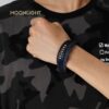 Men's silver blue bracelet in genuine leather and stainless steel details - Image 4