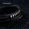 Men's silver blue bracelet in genuine leather and stainless steel details - Image 5